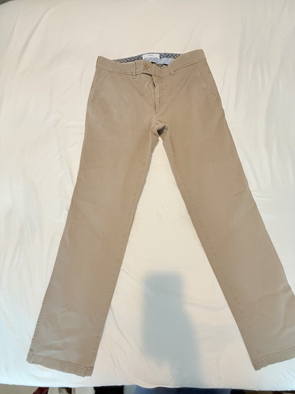 BRAX Men's Evan Beige Chino Pants 33/32 Regular Fit Straight Leg Cotton Twill